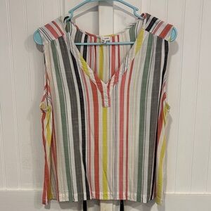Tribal Multicolor Striped V-Neck top size L